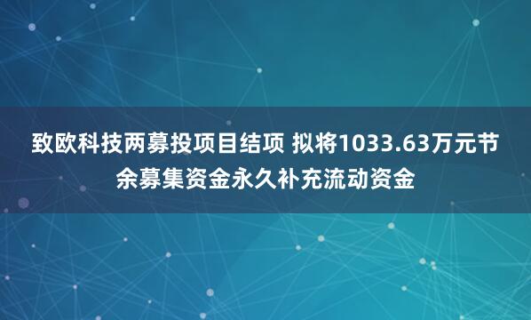 致欧科技两募投项目结项 拟将1033.63万元节余募集资金永久补充流动资金