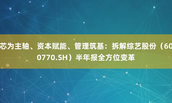 芯为主轴、资本赋能、管理筑基：拆解综艺股份（600770.SH）半年报全方位变革