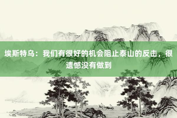 埃斯特乌：我们有很好的机会阻止泰山的反击，很遗憾没有做到