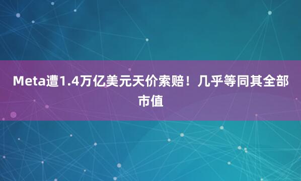 Meta遭1.4万亿美元天价索赔！几乎等同其全部市值