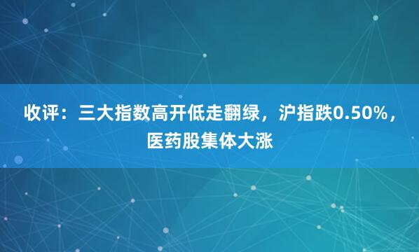 收评：三大指数高开低走翻绿，沪指跌0.50%，医药股集体大涨