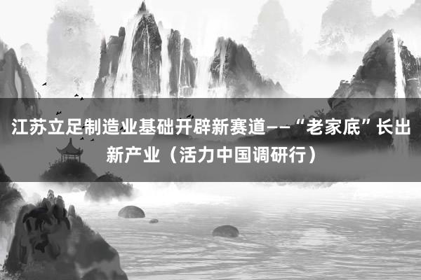 江苏立足制造业基础开辟新赛道——“老家底”长出新产业（活力中国调研行）