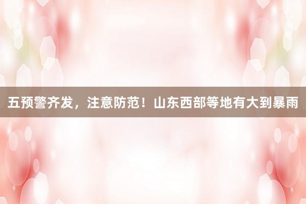 五预警齐发，注意防范！山东西部等地有大到暴雨