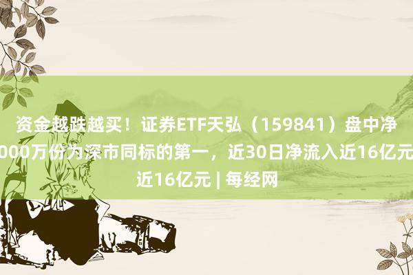 资金越跌越买！证券ETF天弘（159841）盘中净申购近7000万份为深市同标的第一，近30日净流入近16亿元 | 每经网