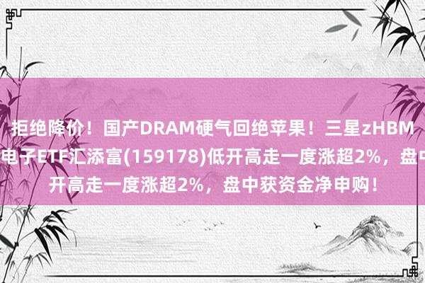 拒绝降价！国产DRAM硬气回绝苹果！三星zHBM横空出世，消费电子ETF汇添富(159178)低开高走一度涨超2%，盘中获资金净申购！