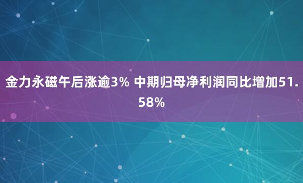金力永磁午后涨逾3% 中期归母净利润同比增加51.58%