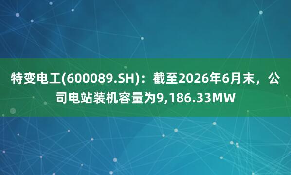 特变电工(600089.SH)：截至2026年6月末，公司电站装机容量为9,186.33MW