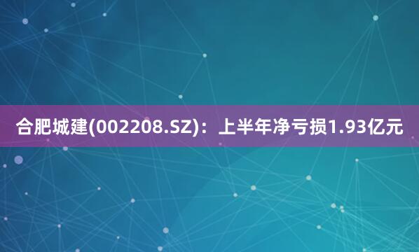 合肥城建(002208.SZ)：上半年净亏损1.93亿元