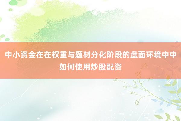 中小资金在在权重与题材分化阶段的盘面环境中中如何使用炒股配资