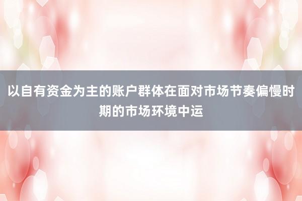 以自有资金为主的账户群体在面对市场节奏偏慢时期的市场环境中运