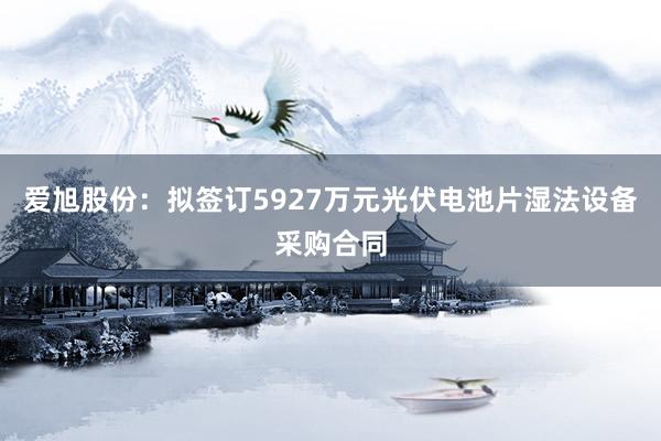 爱旭股份：拟签订5927万元光伏电池片湿法设备采购合同