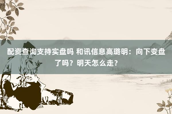 配资查询支持实盘吗 和讯信息高璐明：向下变盘了吗？明天怎么走？