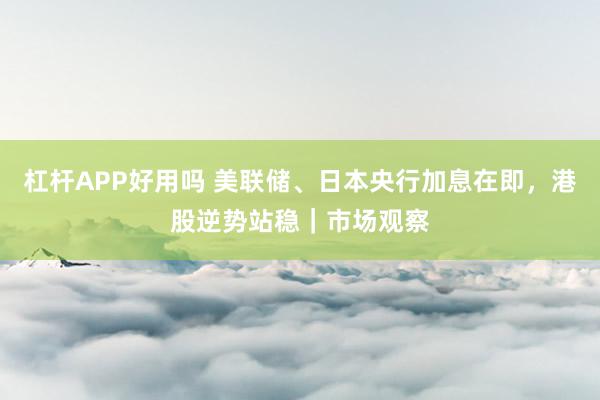 杠杆APP好用吗 美联储、日本央行加息在即，港股逆势站稳｜市场观察