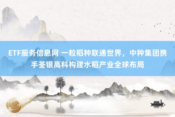 ETF服务信息网 一粒稻种联通世界，中种集团携手荃银高科构建水稻产业全球布局