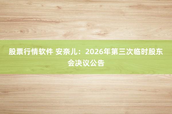 股票行情软件 安奈儿：2026年第三次临时股东会决议公告