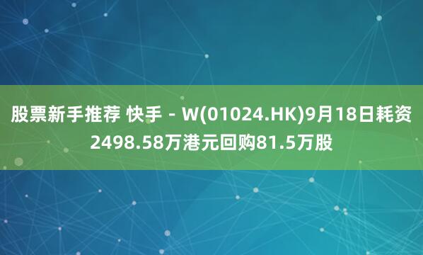 股票新手推荐 快手－Ｗ(01024.HK)9月18日耗资2498.58万港元回购81.5万股