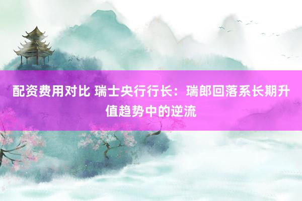 配资费用对比 瑞士央行行长：瑞郎回落系长期升值趋势中的逆流